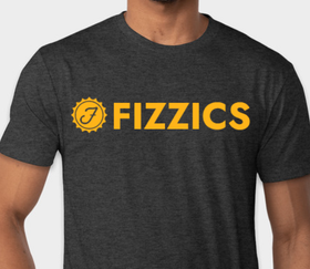 Next Level Tri-Blend T-Shirt. Vintage Heather Black with Fizzics Logo Front